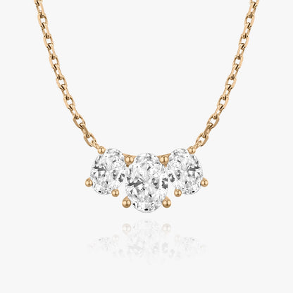 Oval Cut D-VVS Lab Grown Diamond Three Stone Necklace