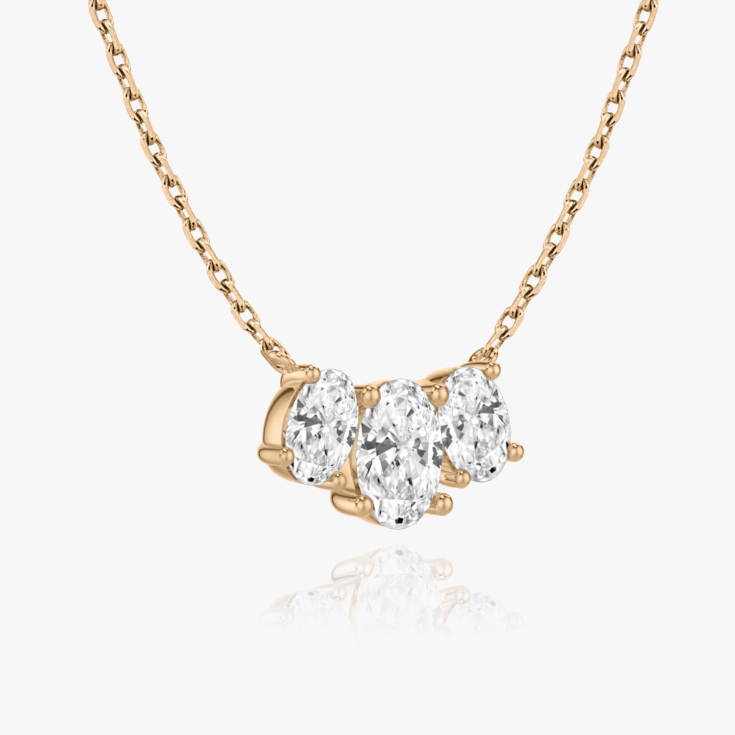 Oval Cut D-VVS Lab Grown Diamond Three Stone Necklace