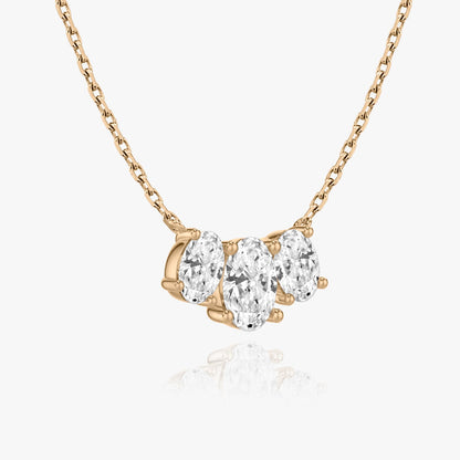 Oval Cut D-VVS Lab Grown Diamond Three Stone Necklace