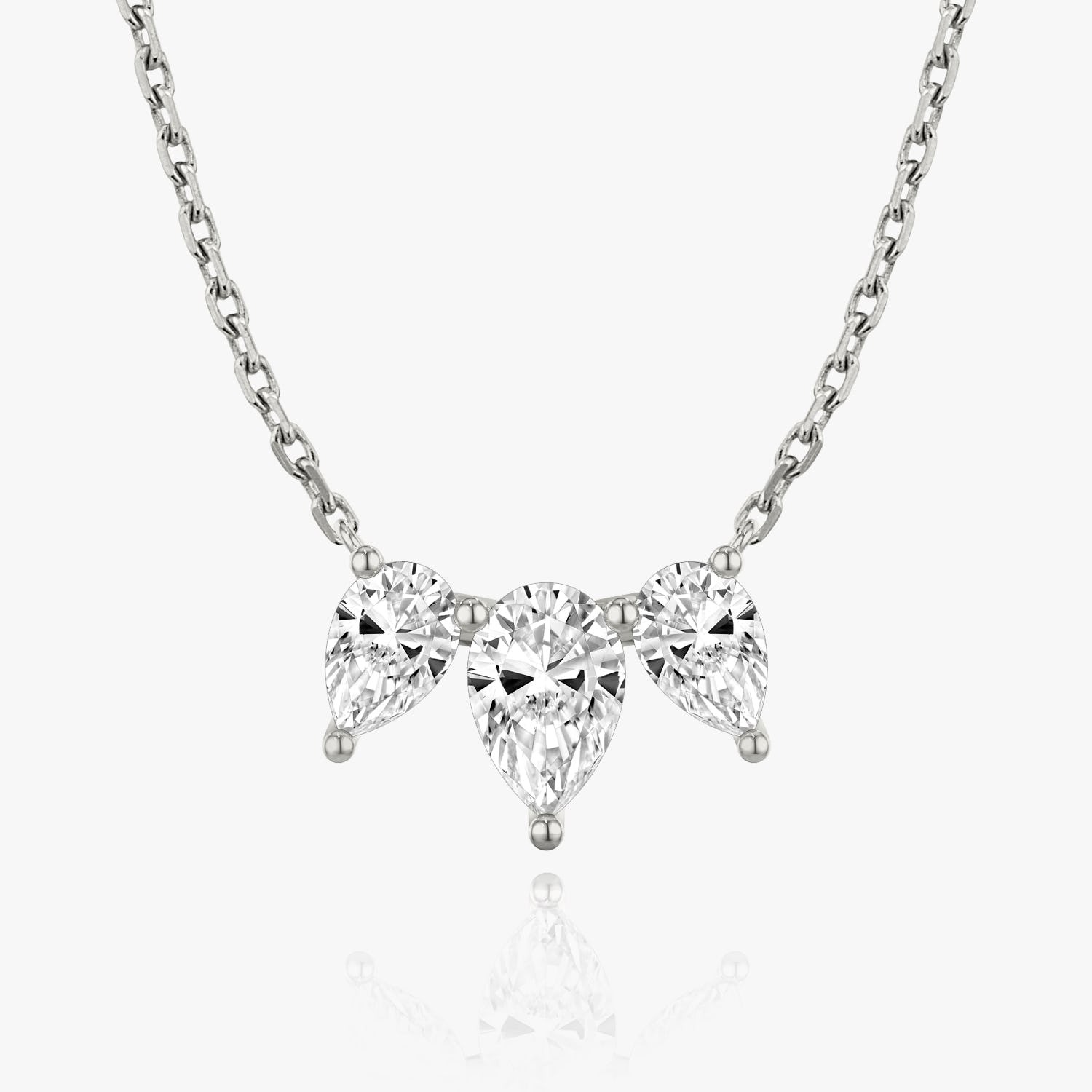 Pear Cut D-VVS Lab Grown Diamond Three Pear Cut Drop Pendant