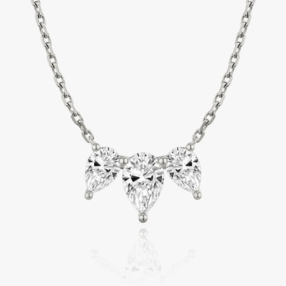 Pear Cut D-VVS Lab Grown Diamond Three Pear Cut Drop Pendant