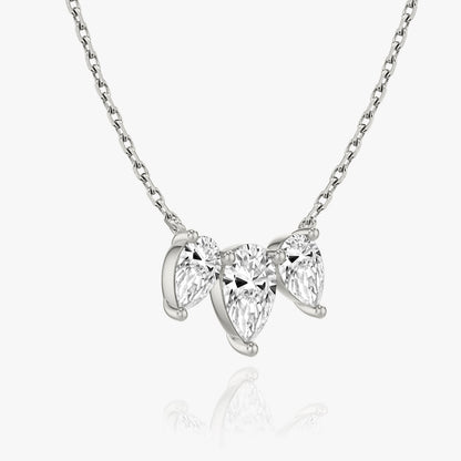 Pear Cut D-VVS Lab Grown Diamond Three Pear Cut Drop Pendant