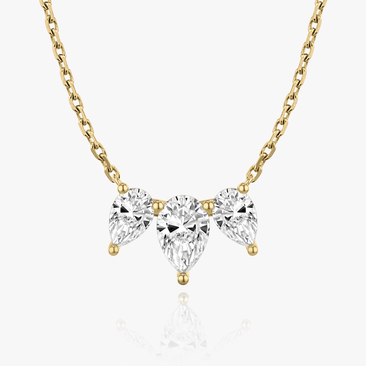 Pear Cut D-VVS Lab Grown Diamond Three Pear Cut Drop Pendant