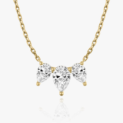 Pear Cut D-VVS Lab Grown Diamond Three Pear Cut Drop Pendant