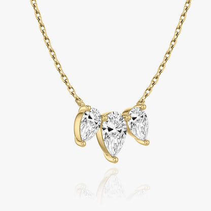 Pear Cut D-VVS Lab Grown Diamond Three Pear Cut Drop Pendant