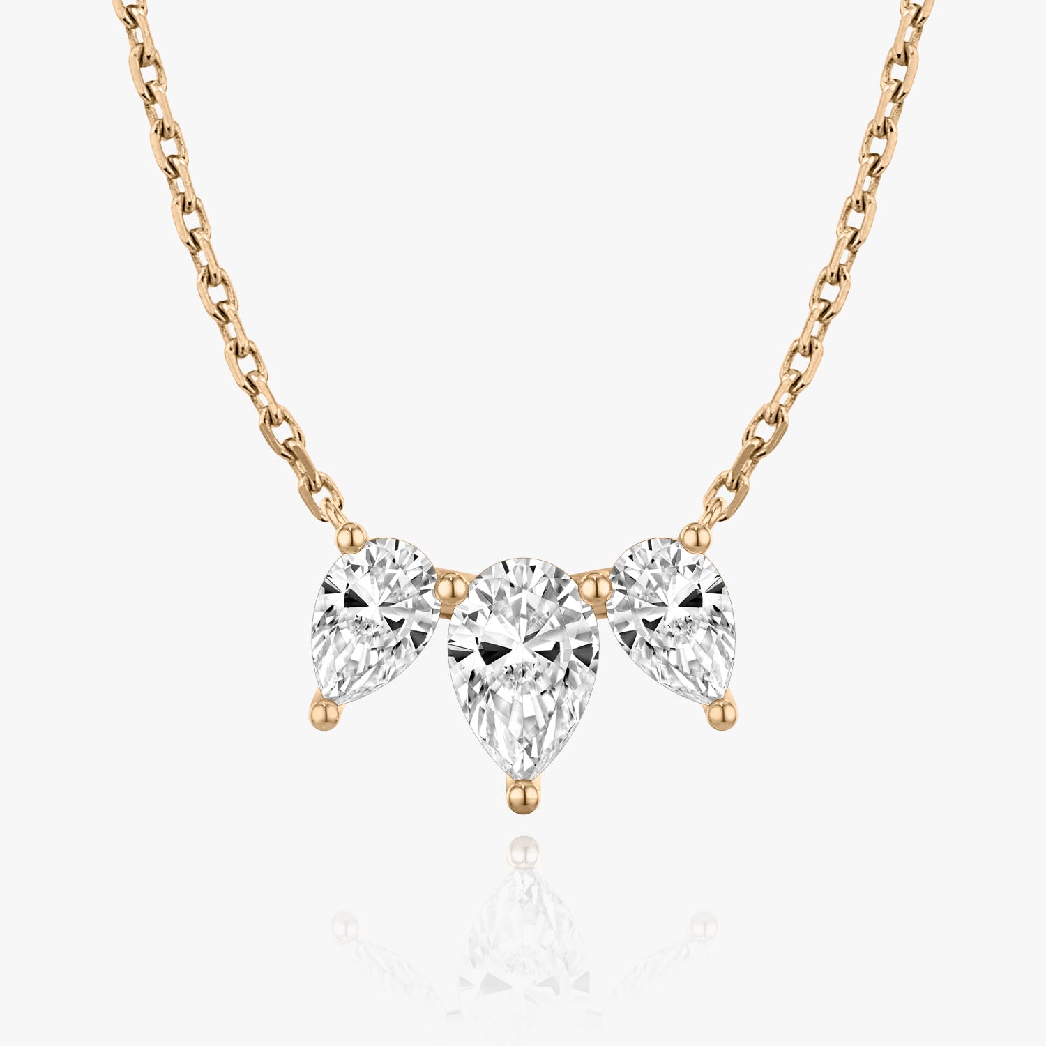 Pear Cut D-VVS Lab Grown Diamond Three Pear Cut Drop Pendant