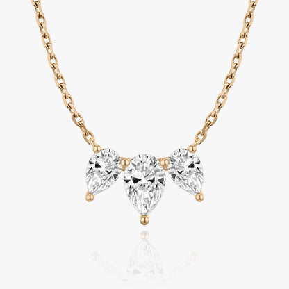 Pear Cut D-VVS Lab Grown Diamond Three Pear Cut Drop Pendant