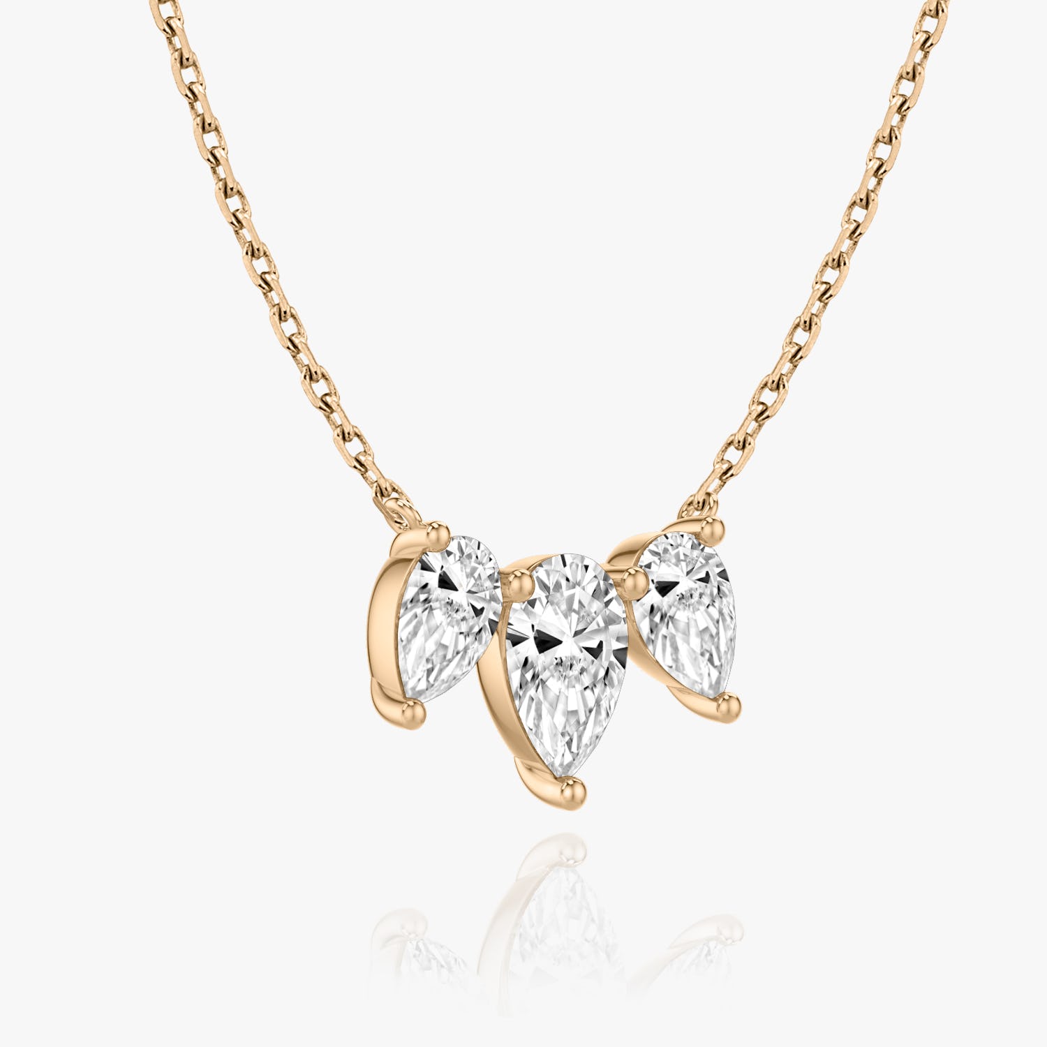 Pear Cut D-VVS Lab Grown Diamond Three Pear Cut Drop Pendant
