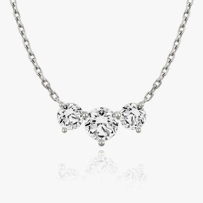 2.0CTW Round D-VVS Lab Grown Diamond Triple Dainty Stone Necklace