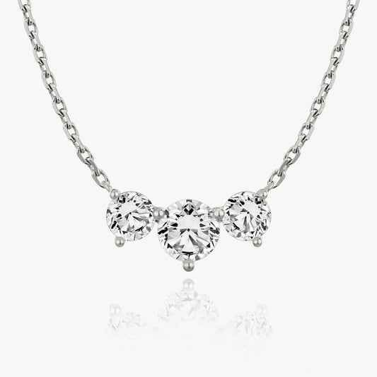 2.0CTW Round D-VVS Lab Grown Diamond Triple Dainty Stone Necklace