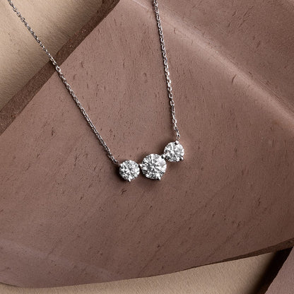 2.0CTW Round D-VVS Lab Grown Diamond Triple Dainty Stone Necklace