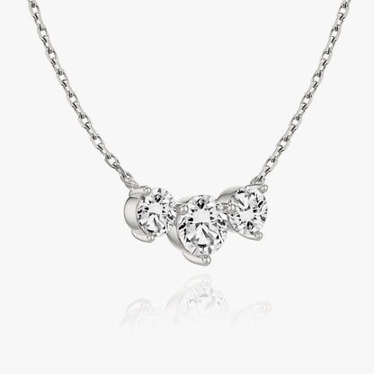 2.0CTW Round D-VVS Lab Grown Diamond Triple Dainty Stone Necklace