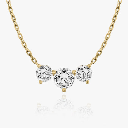 2.0CTW Round D-VVS Lab Grown Diamond Triple Dainty Stone Necklace