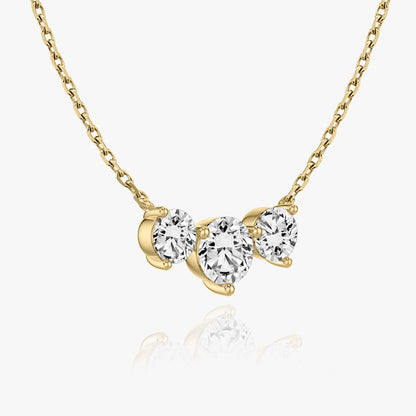 2.0CTW Round D-VVS Lab Grown Diamond Triple Dainty Stone Necklace