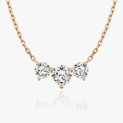 2.0CTW Round D-VVS Lab Grown Diamond Triple Dainty Stone Necklace