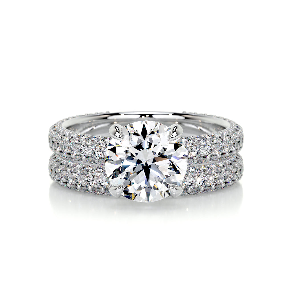 2.0 ct Round Cut Pave D-VVS Lab Grown Diamond Bridal Ring Set