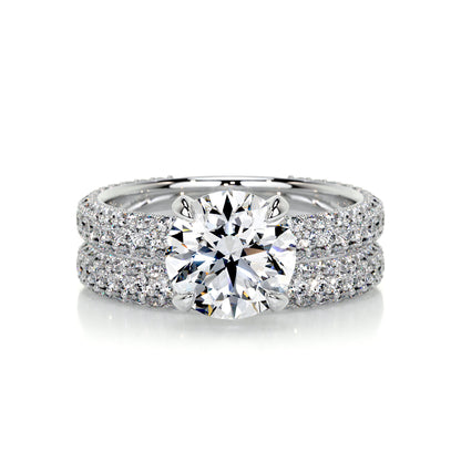 2.0 ct Round Cut Pave D-VVS Lab Grown Diamond Bridal Ring Set