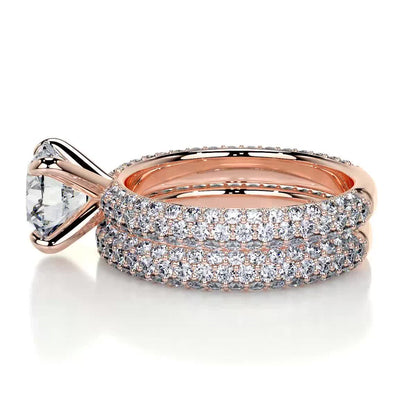 2.0 ct Round Cut Pave D-VVS Lab Grown Diamond Bridal Ring Set