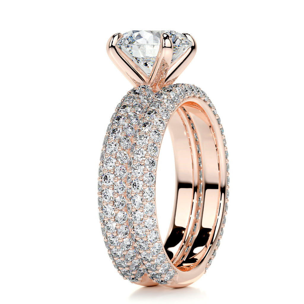 2.0 ct Round Cut Pave D-VVS Lab Grown Diamond Bridal Ring Set