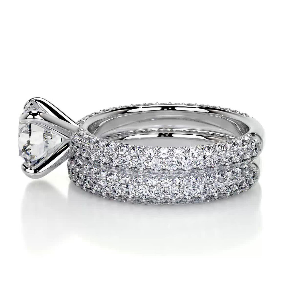 2.0 ct Round Cut Pave D-VVS Lab Grown Diamond Bridal Ring Set