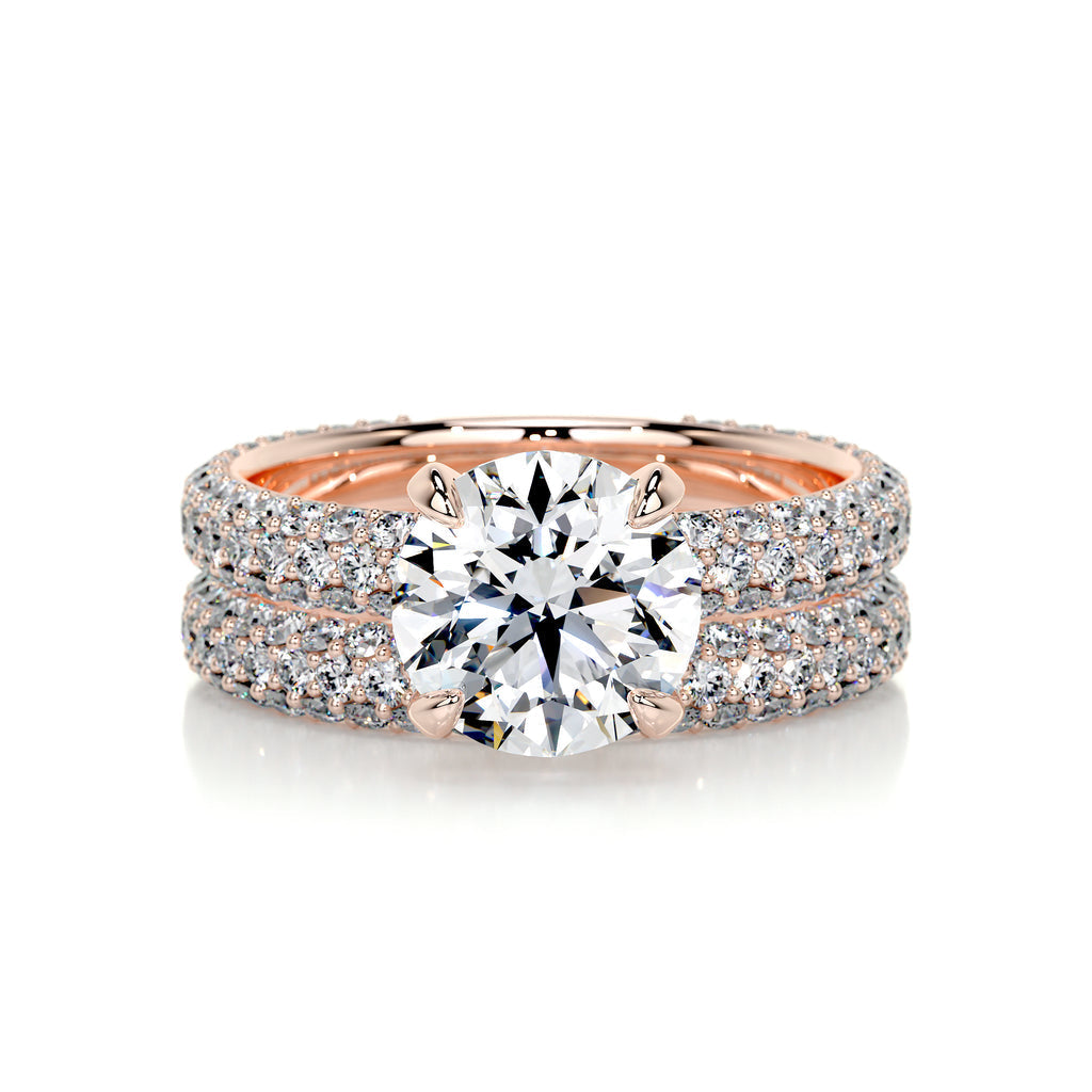 2.0 ct Round Cut Pave D-VVS Lab Grown Diamond Bridal Ring Set
