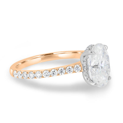 2.0 Ct Oval Hidden Halo D-VVS Lab Grown Diamond Engagement Ring