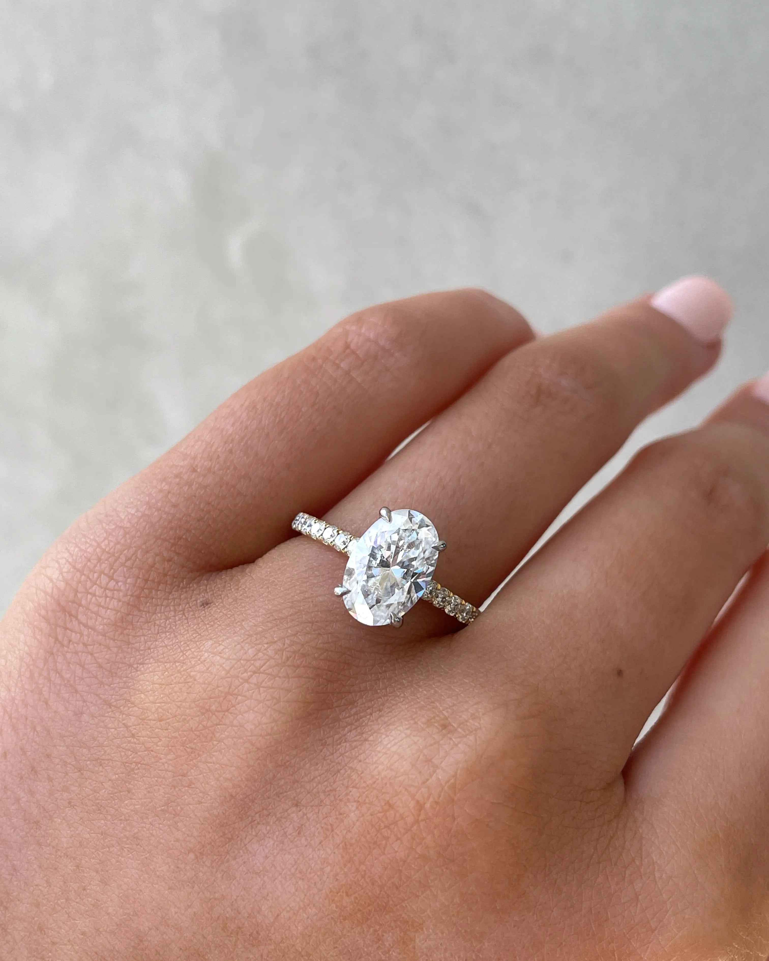 2.0 Ct Oval Hidden Halo D-VVS Lab Grown Diamond Engagement Ring