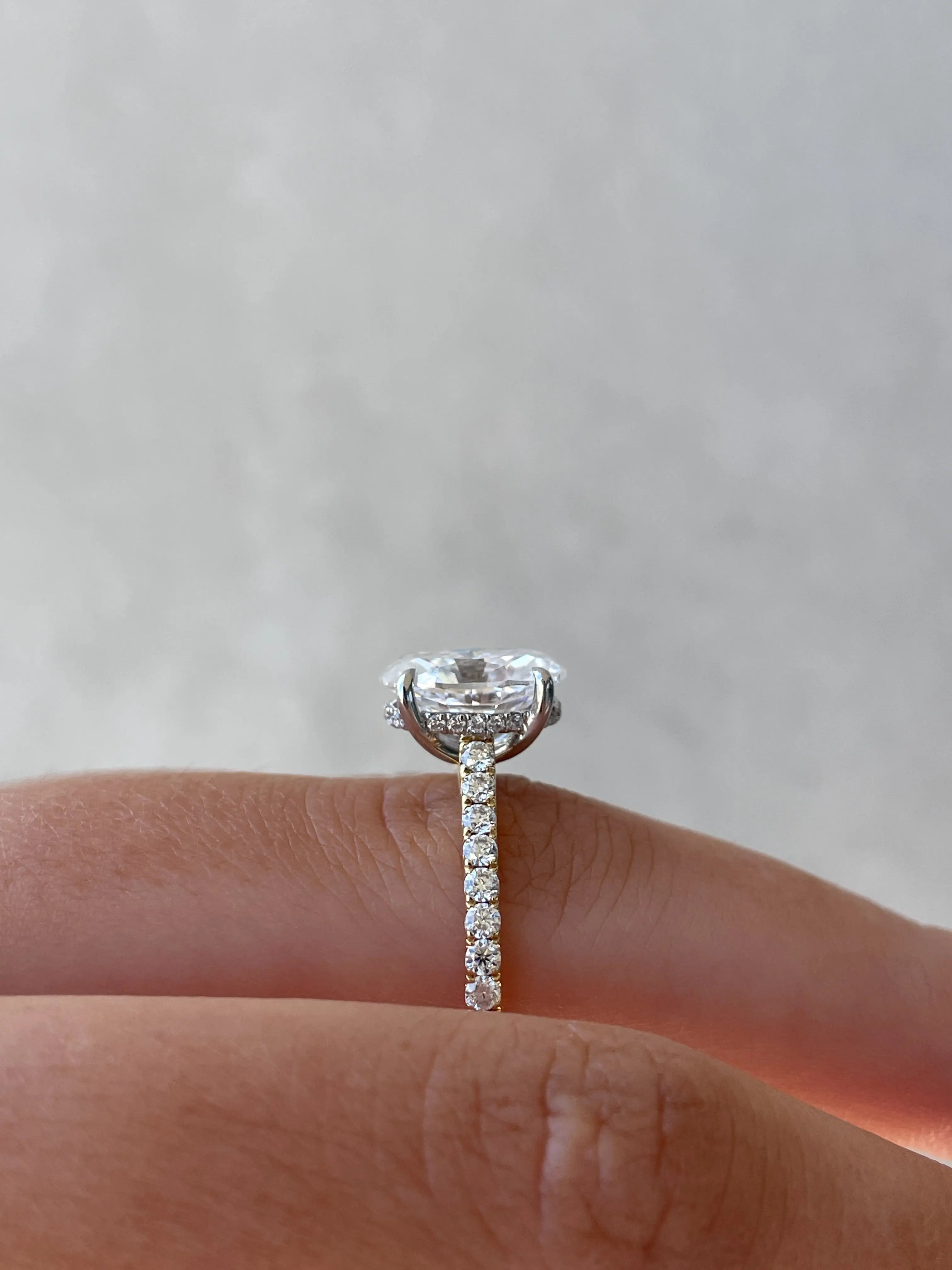 2.0 Ct Oval Hidden Halo D-VVS Lab Grown Diamond Engagement Ring