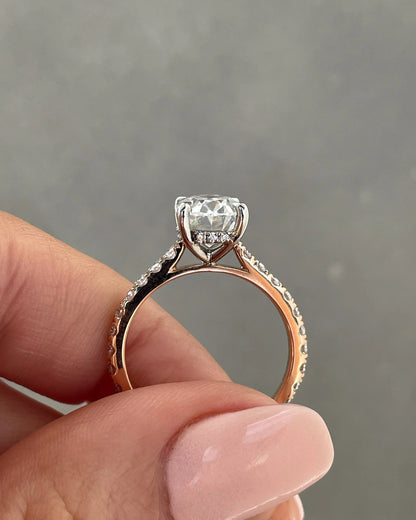 2.0 Ct Oval Hidden Halo D-VVS Lab Grown Diamond Engagement Ring