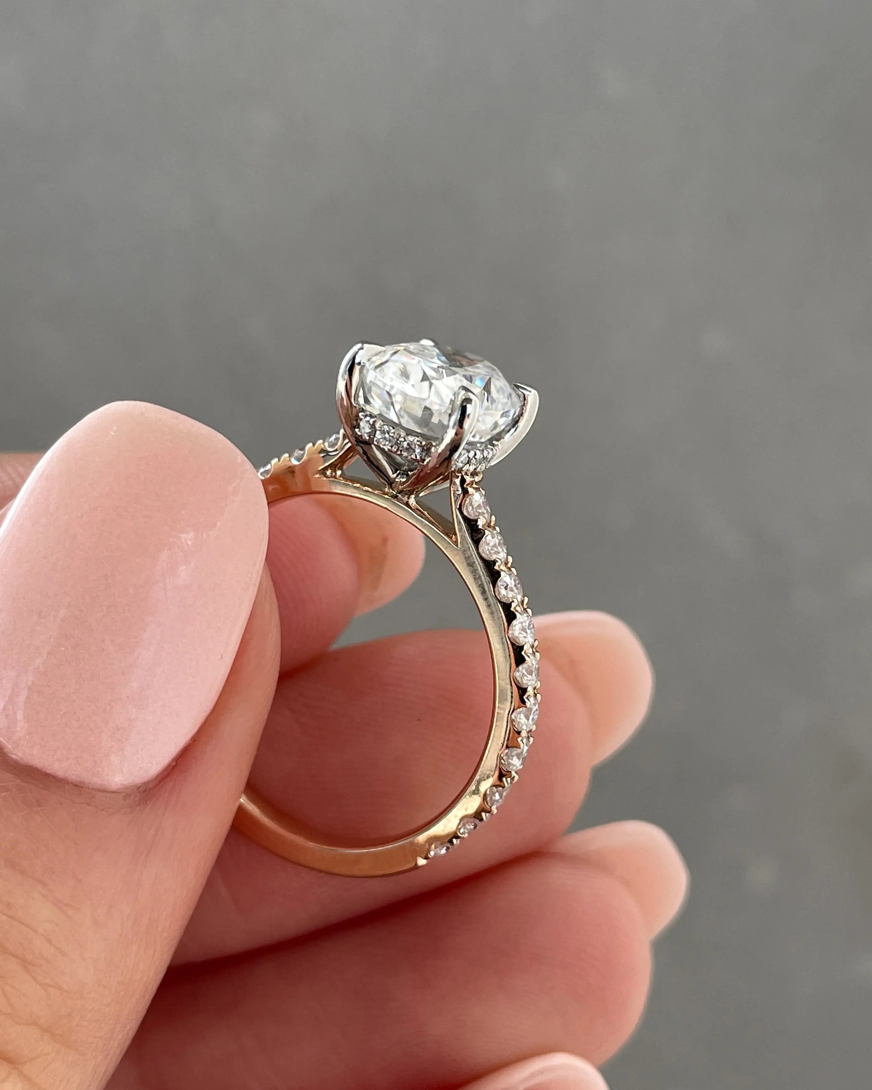 2.0 Ct Oval Hidden Halo D-VVS Lab Grown Diamond Engagement Ring