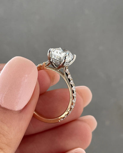 2.0 Ct Oval Hidden Halo D-VVS Lab Grown Diamond Engagement Ring