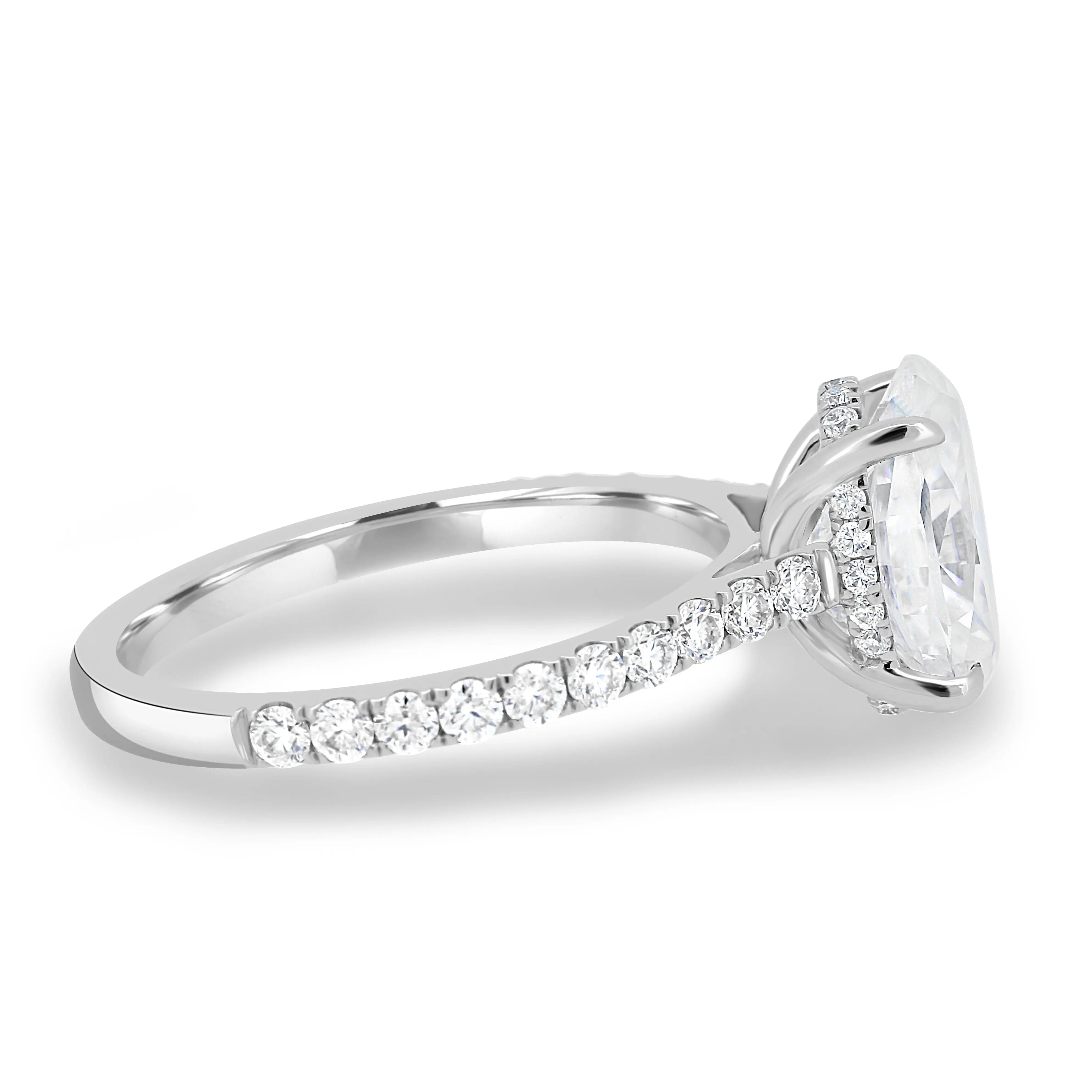 2.0 Ct Oval Hidden Halo D-VVS Lab Grown Diamond Engagement Ring
