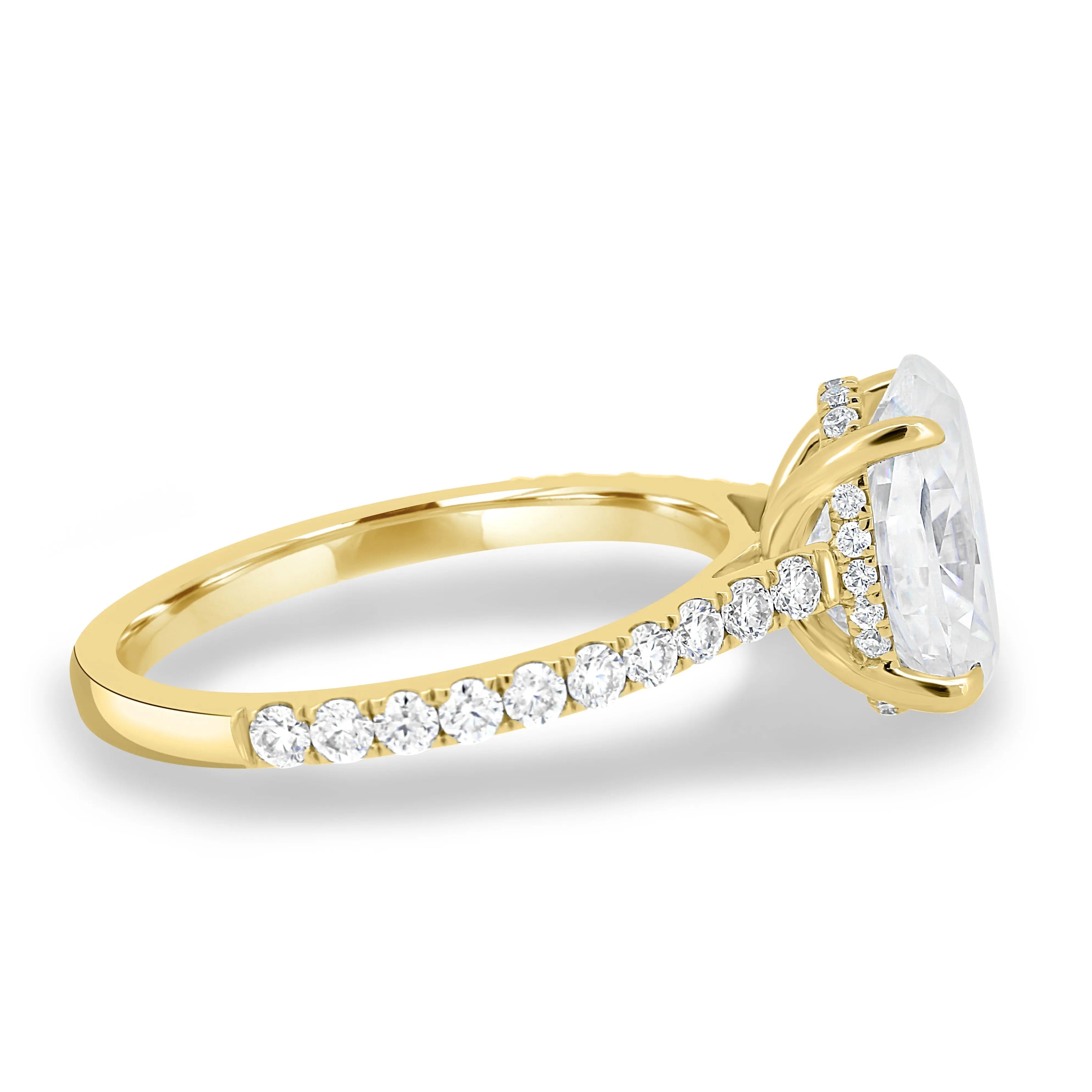 2.0 Ct Oval Hidden Halo D-VVS Lab Grown Diamond Engagement Ring