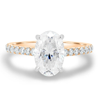 2.0 Ct Oval Hidden Halo D-VVS Lab Grown Diamond Engagement Ring