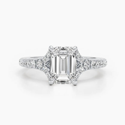 2.0 ct Emerald D-VVS Lab Grown Diamond Split Shank Engagement Ring