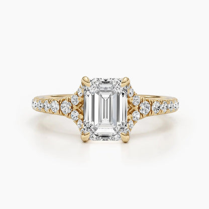 2.0 ct Emerald D-VVS Lab Grown Diamond Split Shank Engagement Ring