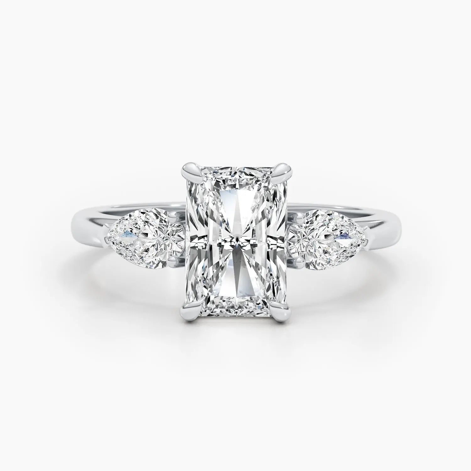 2.5 ct Radiant D- VVS Three Stones Diamond Lab Grown Engagement Ring