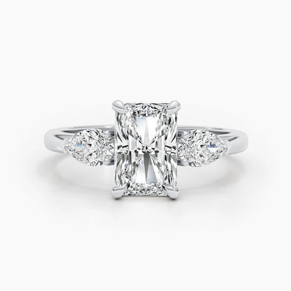 2.5 ct Radiant D- VVS Three Stones Diamond Lab Grown Engagement Ring