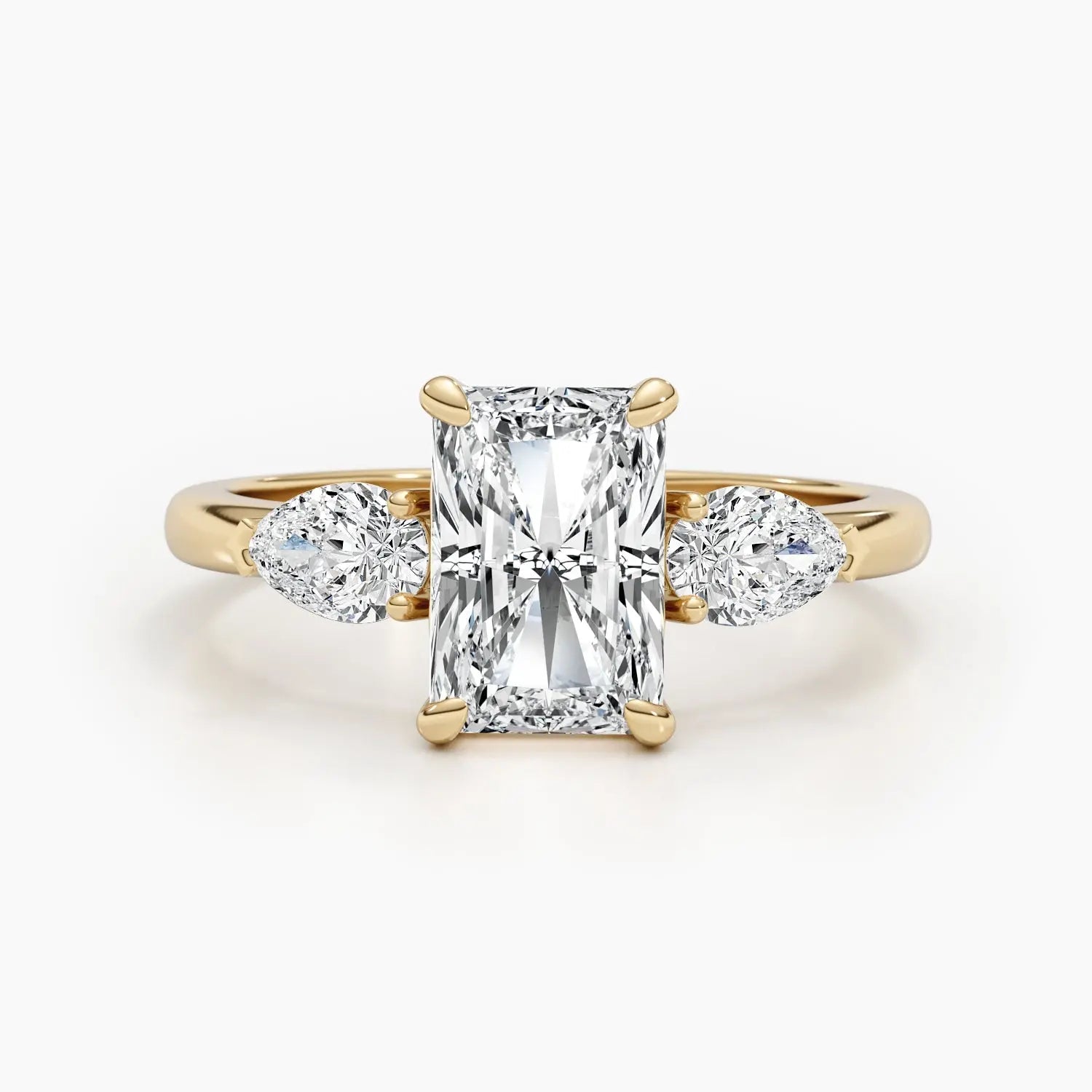 2.5 ct Radiant D- VVS Three Stones Diamond Lab Grown Engagement Ring