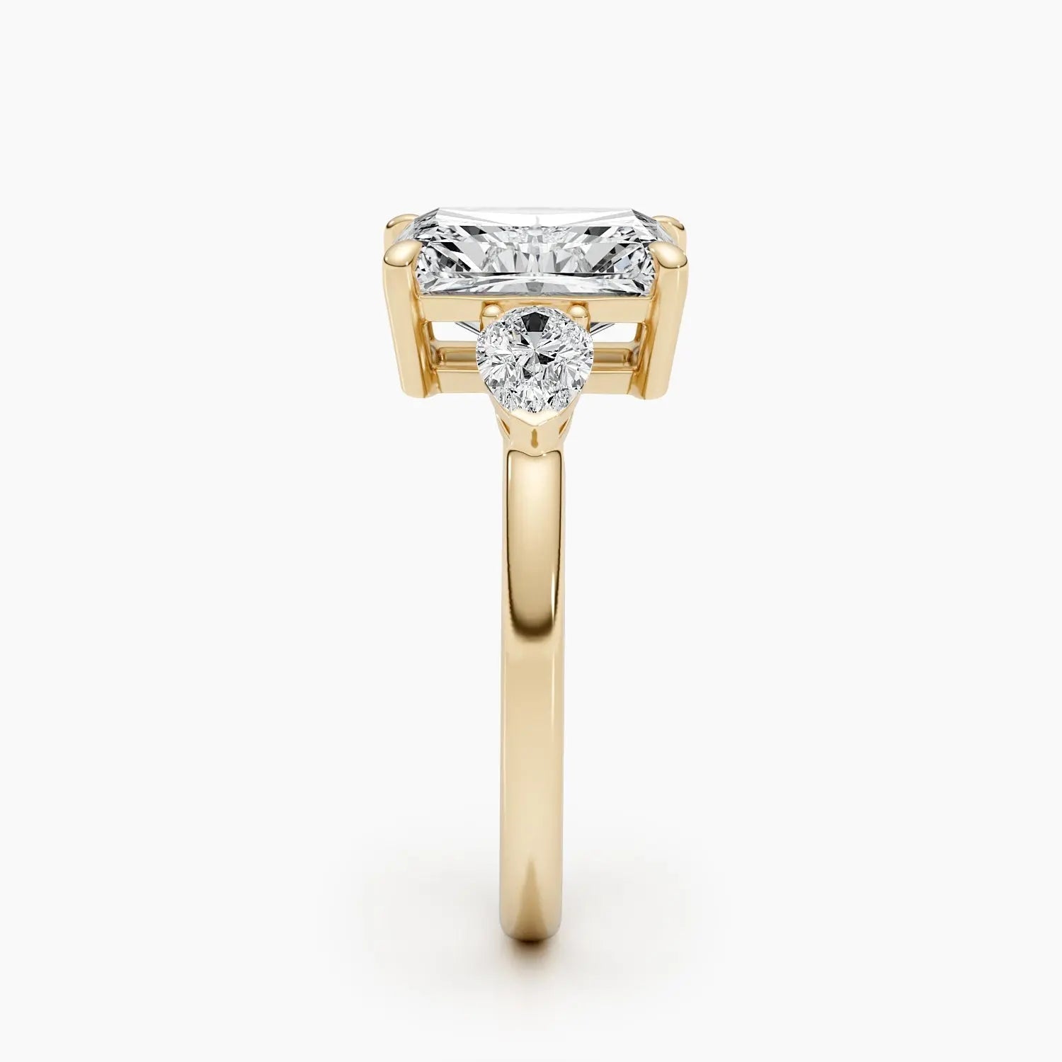 2.5 ct Radiant D- VVS Three Stones Diamond Lab Grown Engagement Ring