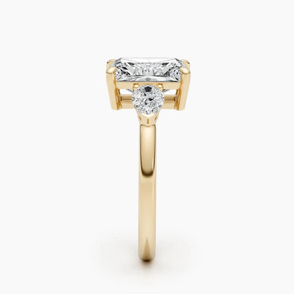 2.5 ct Radiant D- VVS Three Stones Diamond Lab Grown Engagement Ring