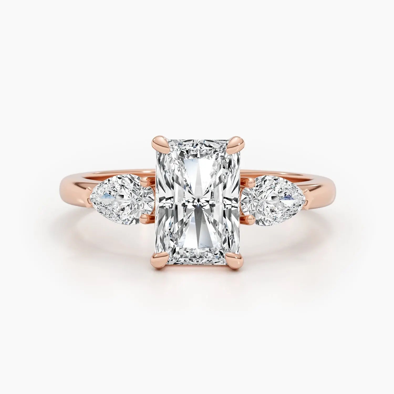 2.5 ct Radiant D- VVS Three Stones Diamond Lab Grown Engagement Ring