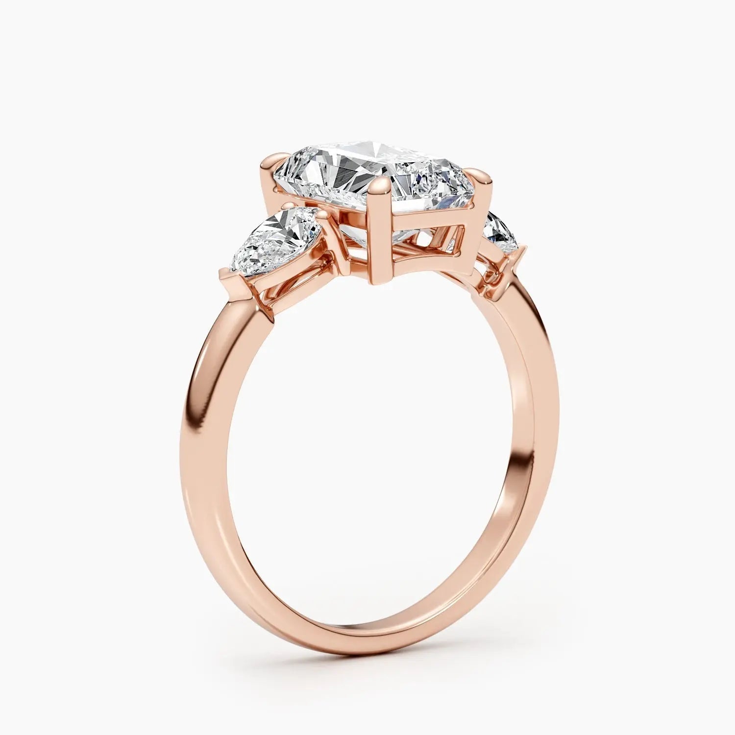 2.5 ct Radiant D- VVS Three Stones Diamond Lab Grown Engagement Ring