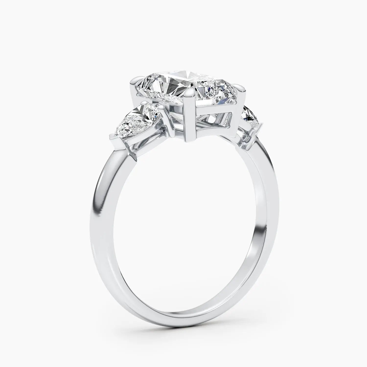 2.5 ct Radiant D- VVS Three Stones Diamond Lab Grown Engagement Ring