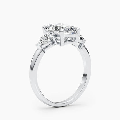 2.5 ct Radiant D- VVS Three Stones Diamond Lab Grown Engagement Ring