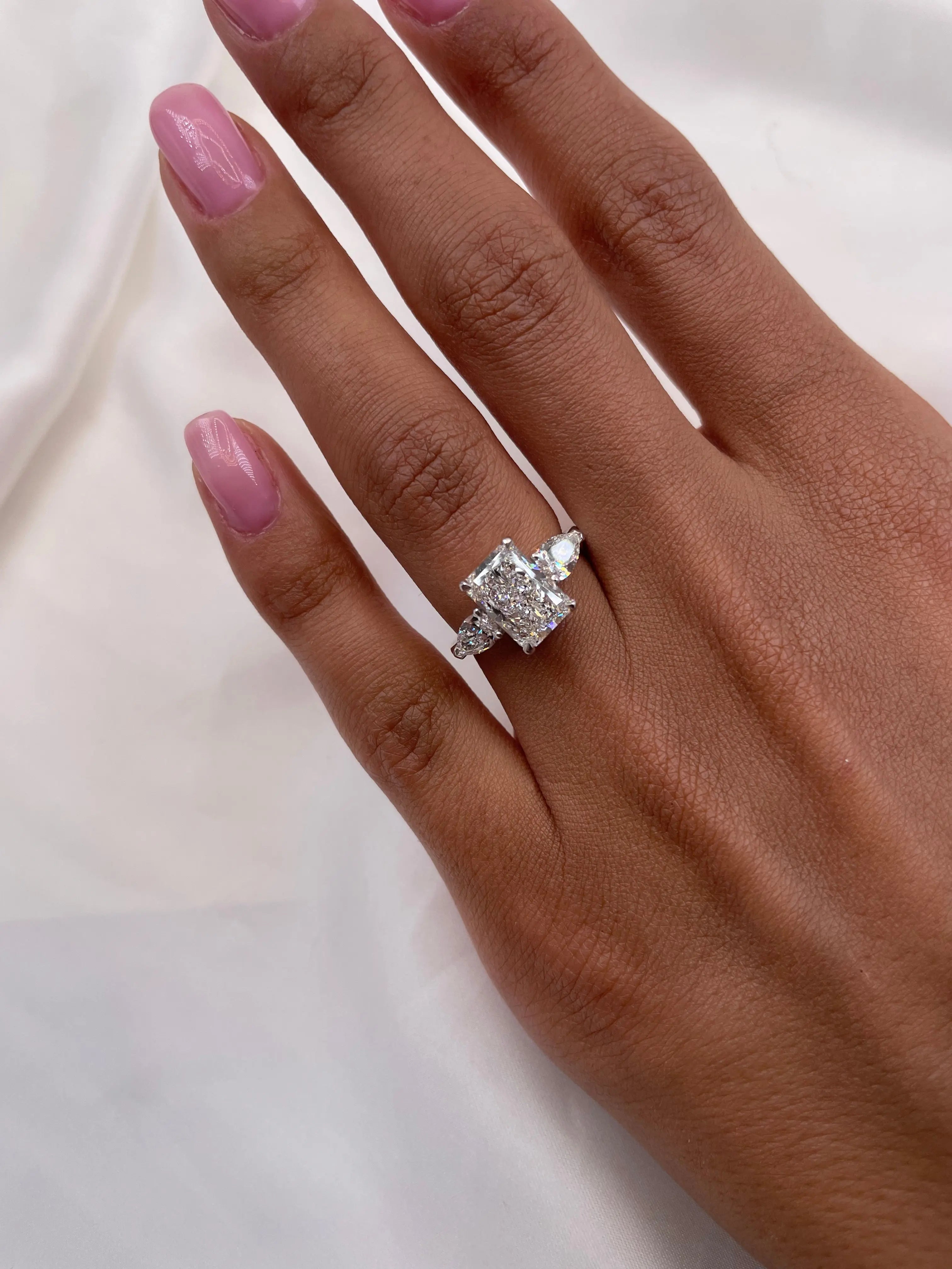 2.5 ct Radiant D- VVS Three Stones Diamond Lab Grown Engagement Ring