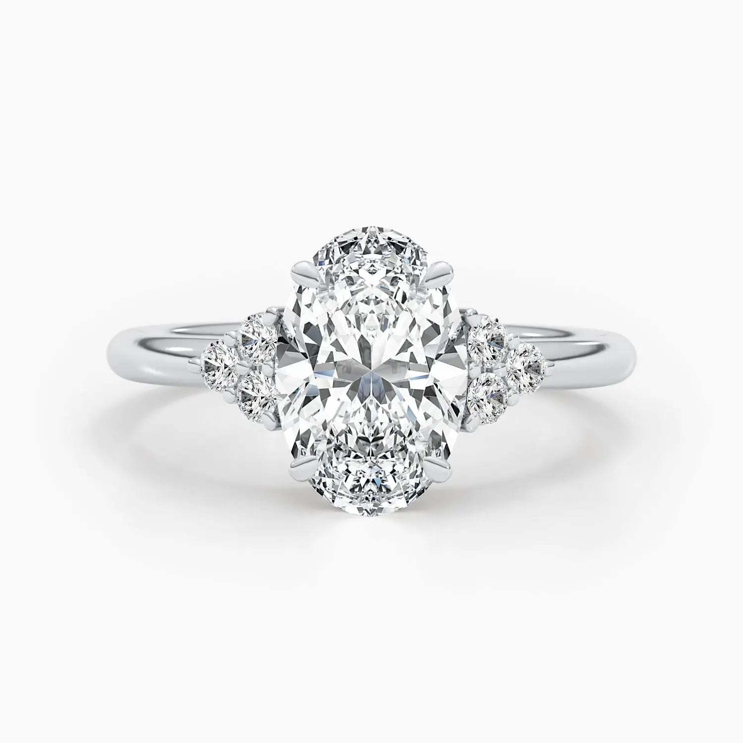 2.50 ct Oval Shaped D- VSV Lab Grown Diamond Cluster Engagement Ring