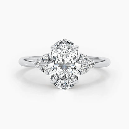 2.50 ct Oval Shaped D- VSV Lab Grown Diamond Cluster Engagement Ring