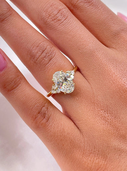 2.50 ct Oval Shaped D- VSV Lab Grown Diamond Cluster Engagement Ring