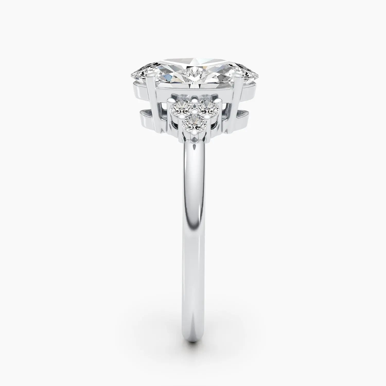 2.50 ct Oval Shaped D- VSV Lab Grown Diamond Cluster Engagement Ring